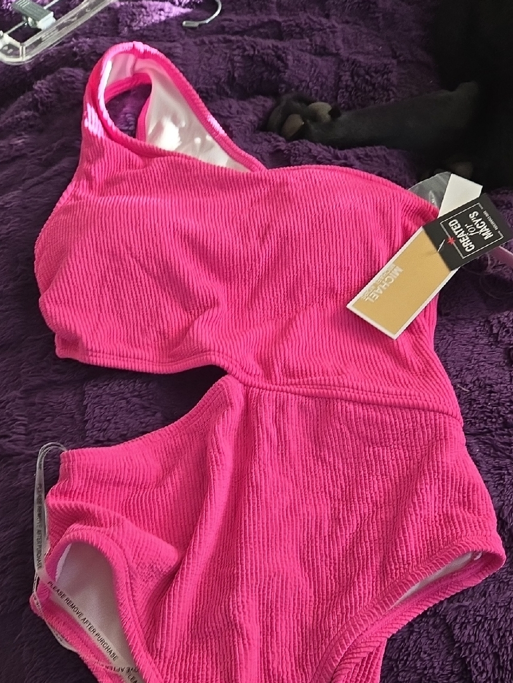 MICHAEL Michael Kors Hot Pink One-Shoulder Cutout Swimsuit